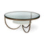 Mercana Reinhardt 36" Round Glass Top Marble Shelf Gold Metal Base Coffee Table