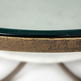 Mercana Reinhardt 36" Round Glass Top Marble Shelf Gold Metal Base Coffee Table