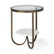 Mercana Reinhardt II 20" Round Glass Top Metal and Marble Detail End/Side Table