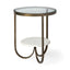 Mercana Reinhardt II 20" Round Glass Top Metal and Marble Detail End/Side Table