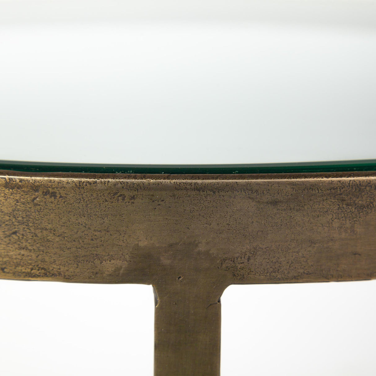 Mercana Reinhardt II 20" Round Glass Top Metal and Marble Detail End/Side Table