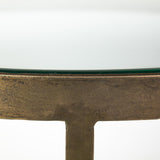 Mercana Reinhardt II 20" Round Glass Top Metal and Marble Detail End/Side Table