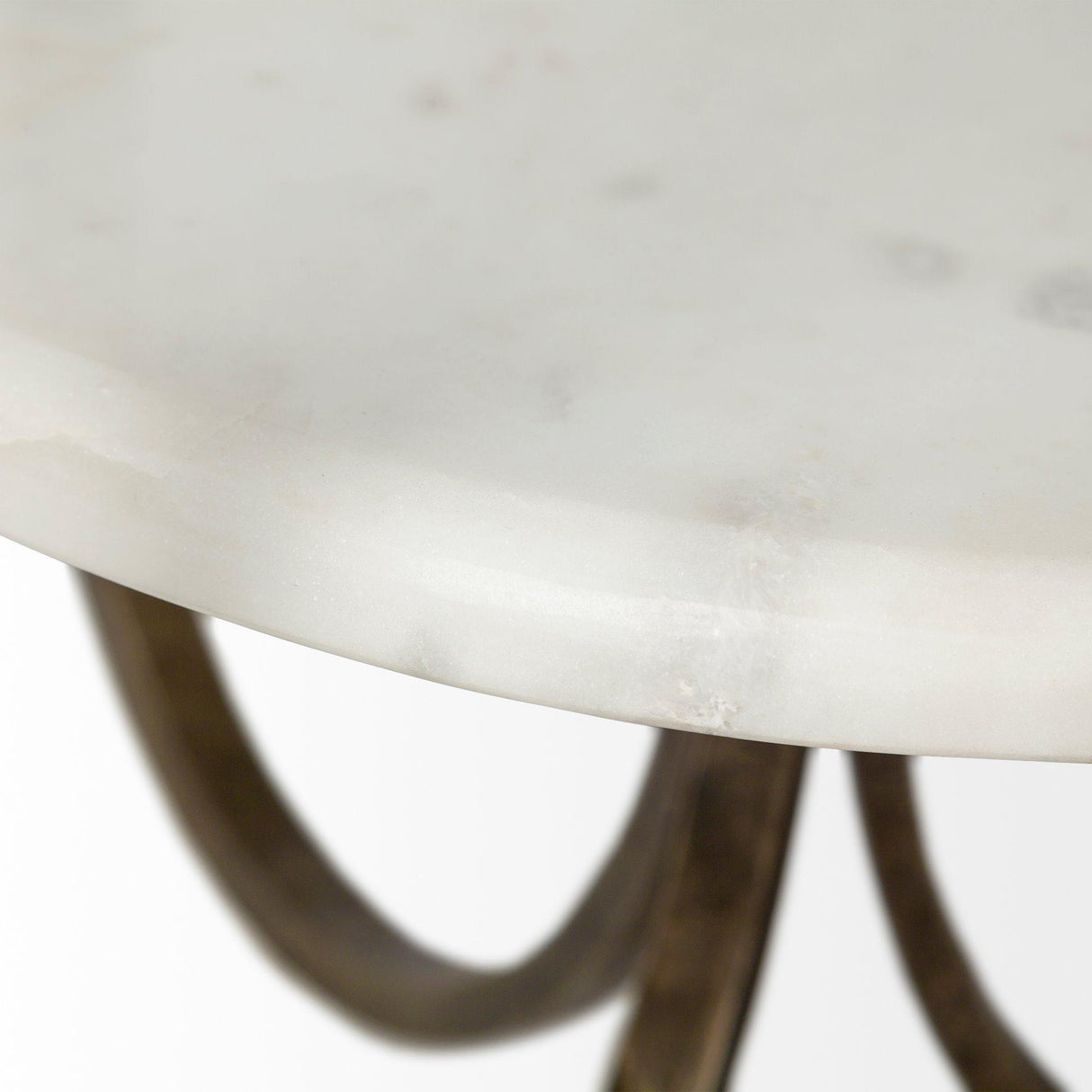 Mercana Reinhardt II 20" Round Glass Top Metal and Marble Detail End/Side Table