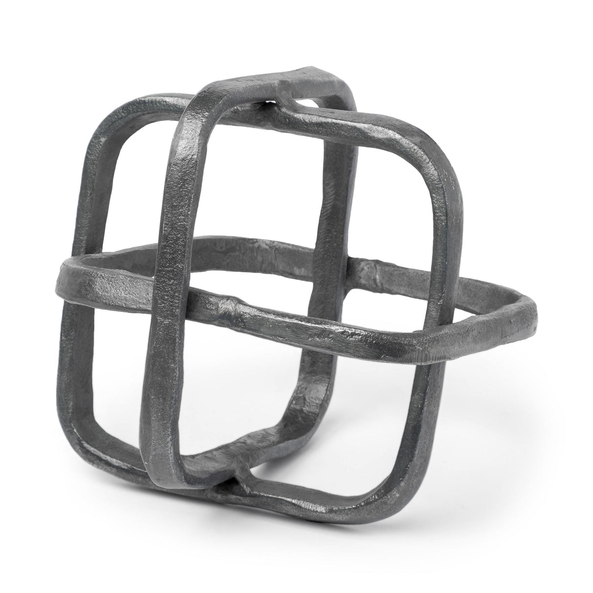 Mercana Willem II 9L x 9W Silver Metal Open Cube Decor Object