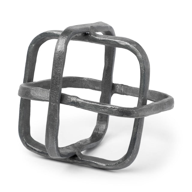 Mercana Willem II 9L x 9W Silver Metal Open Cube Decor Object