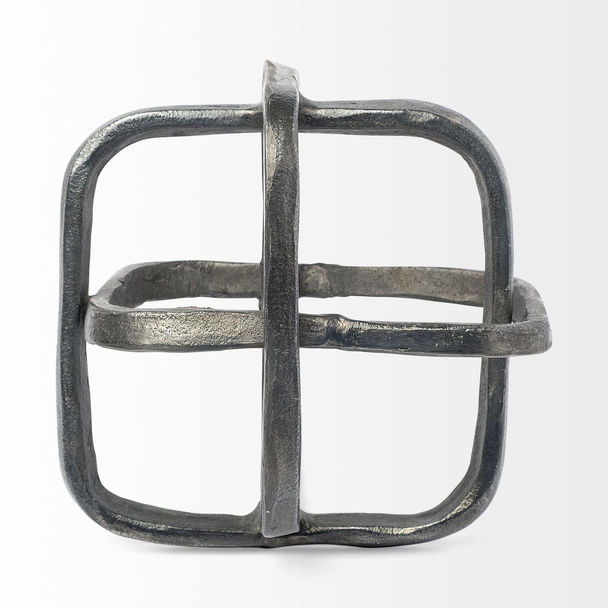 Mercana Willem II 9L x 9W Silver Metal Open Cube Decor Object