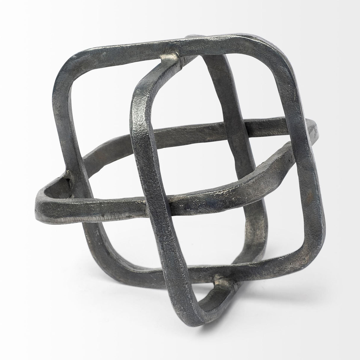 Mercana Willem II 9L x 9W Silver Metal Open Cube Decor Object