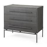 Mercana Ward 34L x 18W Brown Wood and Iron 3 Drawer Accent Cabinet