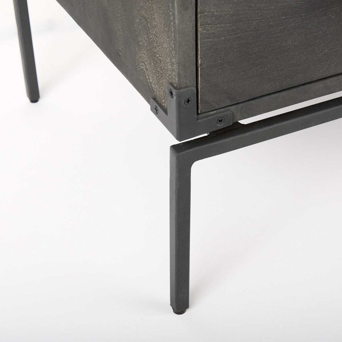 Mercana Ward 34L x 18W Brown Wood and Iron 3 Drawer Accent Cabinet