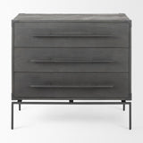 Mercana Ward 34L x 18W Brown Wood and Iron 3 Drawer Accent Cabinet
