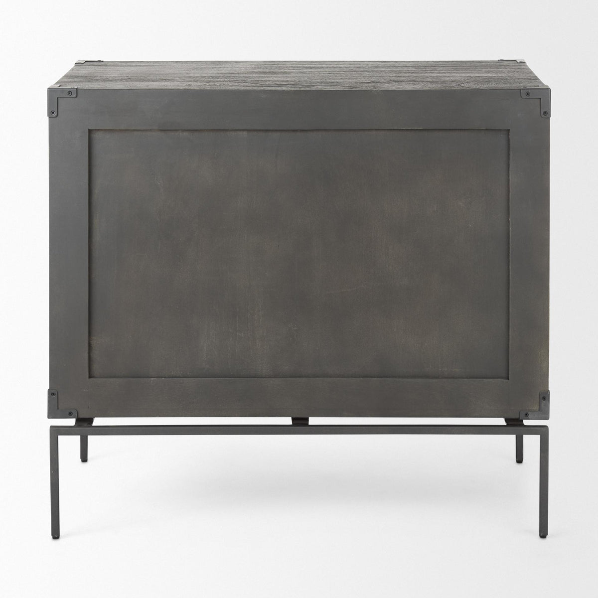 Mercana Ward 34L x 18W Brown Wood and Iron 3 Drawer Accent Cabinet