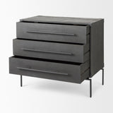 Mercana Ward 34L x 18W Brown Wood and Iron 3 Drawer Accent Cabinet