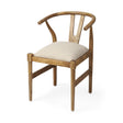 Mercana Trixie Cream Fabric Seat Brown Wood Frame Dining Chair