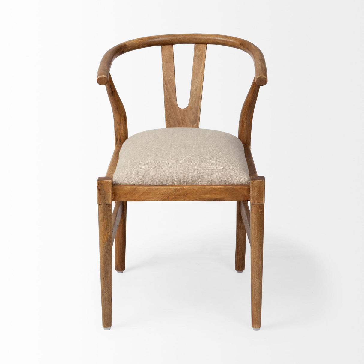 Mercana Trixie Cream Fabric Seat Brown Wood Frame Dining Chair