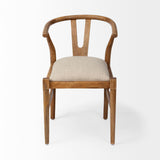 Mercana Trixie Cream Fabric Seat Brown Wood Frame Dining Chair