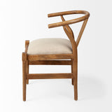 Mercana Trixie Cream Fabric Seat Brown Wood Frame Dining Chair