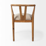 Mercana Trixie Cream Fabric Seat Brown Wood Frame Dining Chair