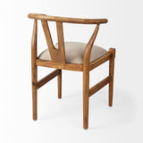 Mercana Trixie Cream Fabric Seat Brown Wood Frame Dining Chair