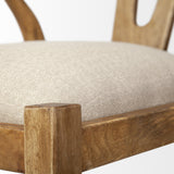 Mercana Trixie Cream Fabric Seat Brown Wood Frame Dining Chair
