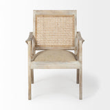 Mercana Teryn Cream Linen Seat And Natural Wooden Base w/ Mesh Back Accent Chair