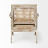 Mercana Teryn Cream Linen Seat And Natural Wooden Base w/ Mesh Back Accent Chair