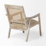 Mercana Teryn Cream Linen Seat And Natural Wooden Base w/ Mesh Back Accent Chair