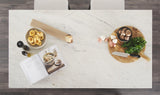 Mercana Fieri Solid Iron Black Body White Marble Top Four Drawer Kitchen Island
