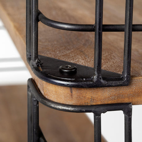 Mercana Bradie I 40L x 12W x 79H Brown Wood and Metal Frame Six Shelf Shelving Unit