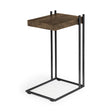 Mercana Maddox 16L x 13.5W x 27H Medium Brown Wood w/ Black Metal C-shaped End/Side Table