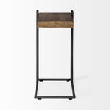 Mercana Maddox 16L x 13.5W x 27H Medium Brown Wood w/ Black Metal C-shaped End/Side Table