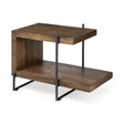 Mercana Maddox 30L x 18W x 22H Medium Brown Wood w/ Black Metal U-shaped End/Side Table