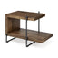 Mercana Maddox 30L x 18W x 22H Medium Brown Wood w/ Black Metal U-shaped End/Side Table