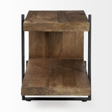 Mercana Maddox 30L x 18W x 22H Medium Brown Wood w/ Black Metal U-shaped End/Side Table