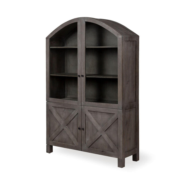 Mercana Barrett 48.5L X 17.25W X 73H Gray Solid Wood Display Cabinet