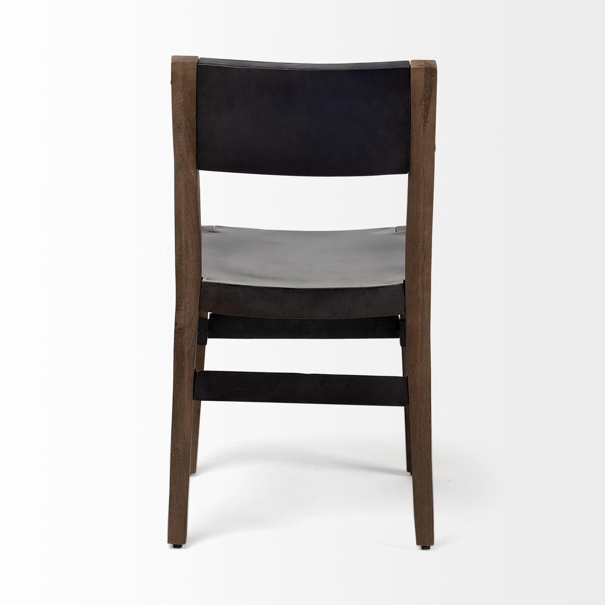 Mercana Nell I Black Iron Seat Solid Brown Wooden Base Dining Chair