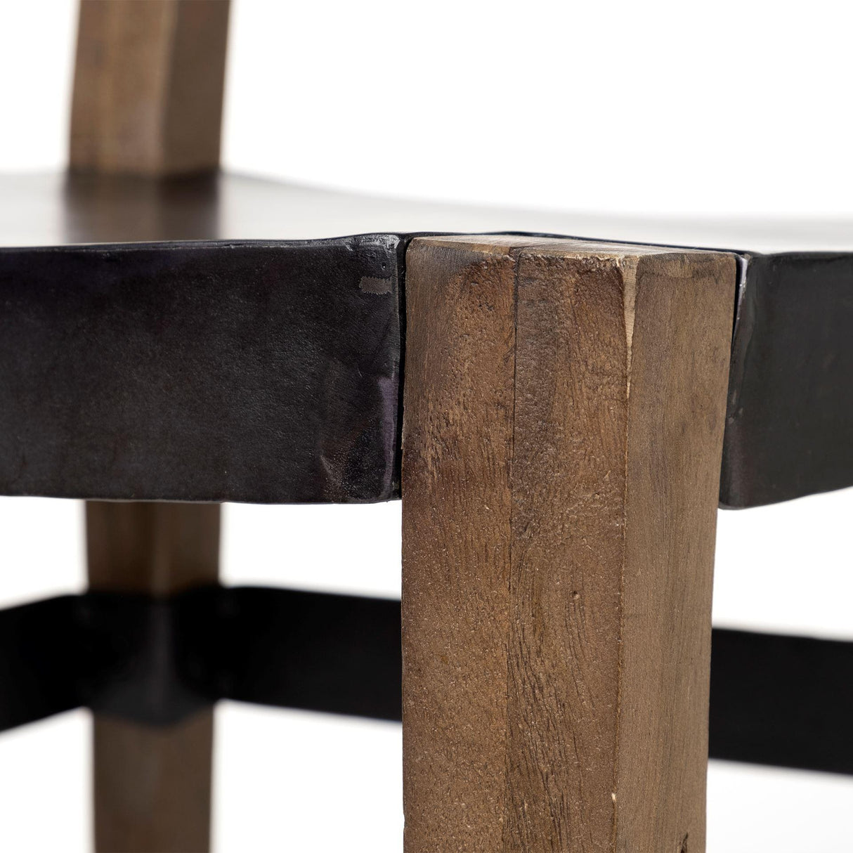 Mercana Nell I Black Iron Seat Solid Brown Wooden Base Dining Chair