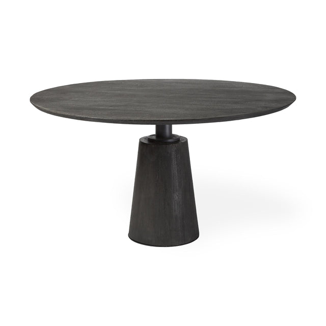 Mercana Maxwell 54" Brown Solid Wood Top Brown Metal/Wood Base Dining Table