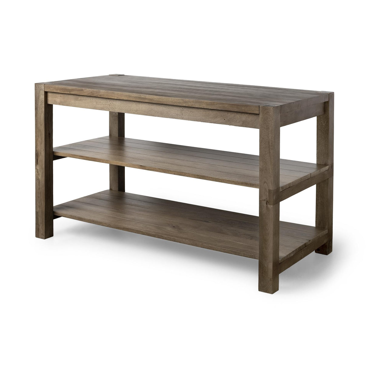 Mercana Emeril Brown Solid Wood Two-Tier Smooth Counter Top Kitchen Island