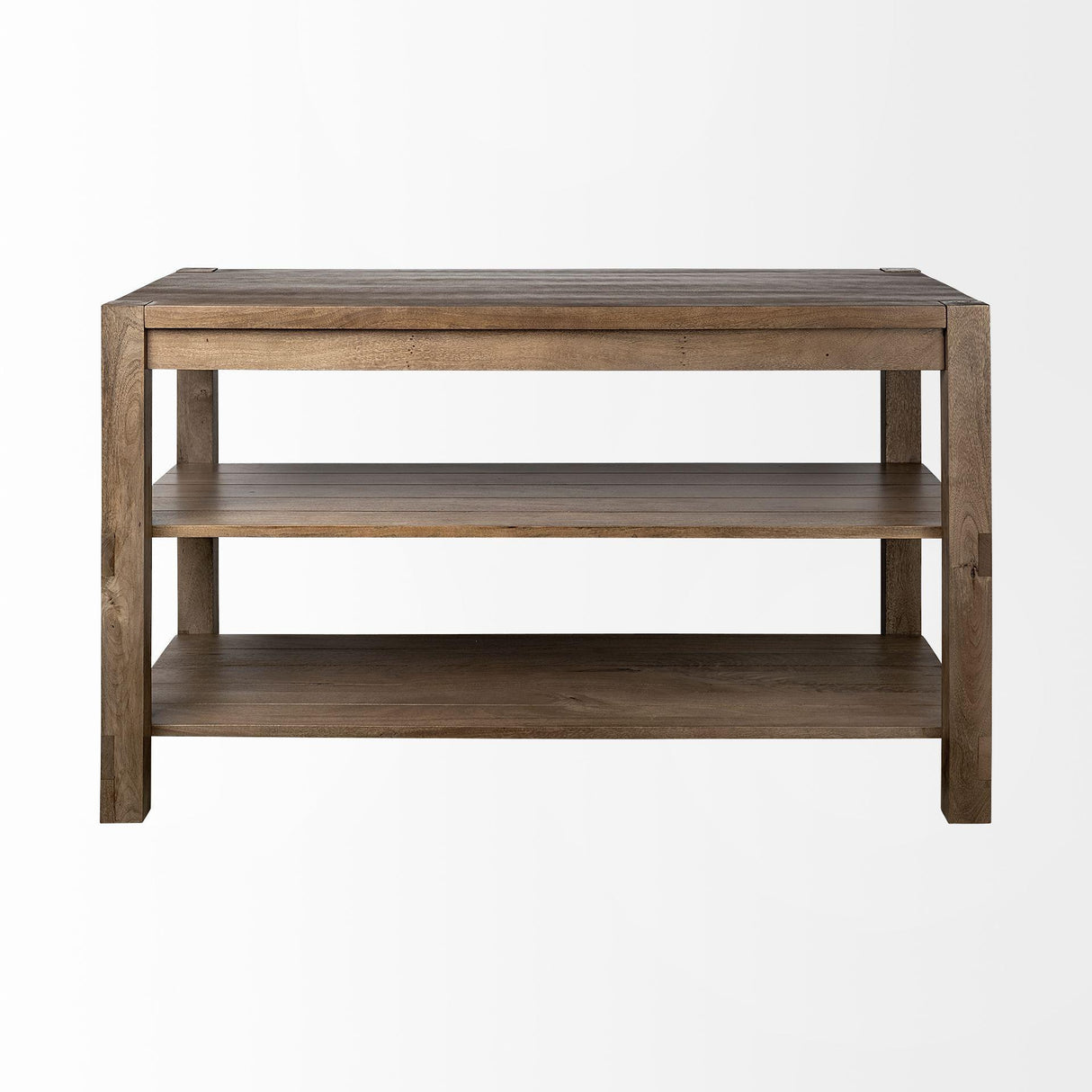 Mercana Emeril Brown Solid Wood Two-Tier Smooth Counter Top Kitchen Island