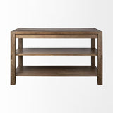 Mercana Emeril Brown Solid Wood Two-Tier Smooth Counter Top Kitchen Island
