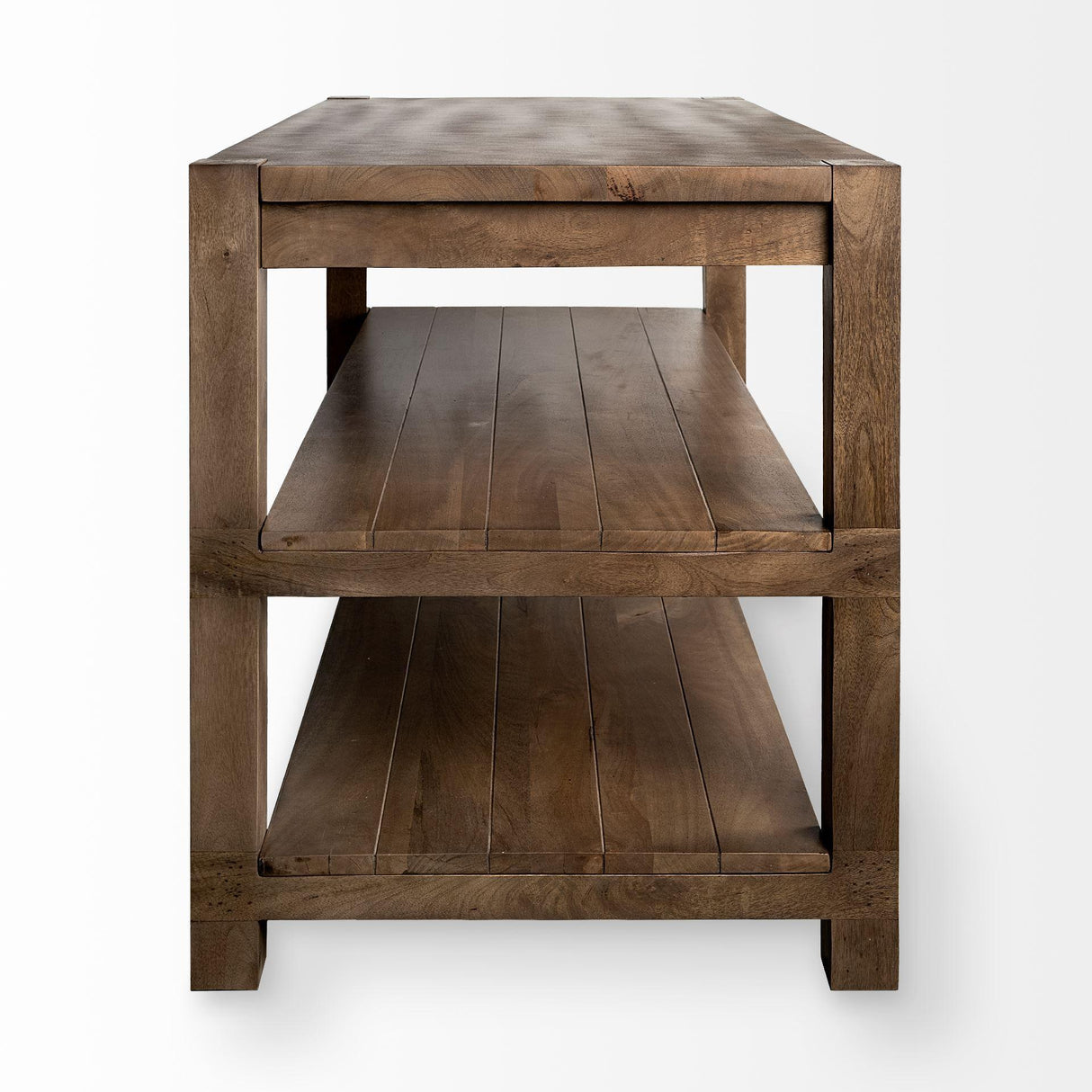 Mercana Emeril Brown Solid Wood Two-Tier Smooth Counter Top Kitchen Island