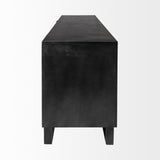 Mercana Alvin 82x20 Brown Solid Wood With Black Metal Frame 3 Drawer 2 Cabinet Door Sideboard