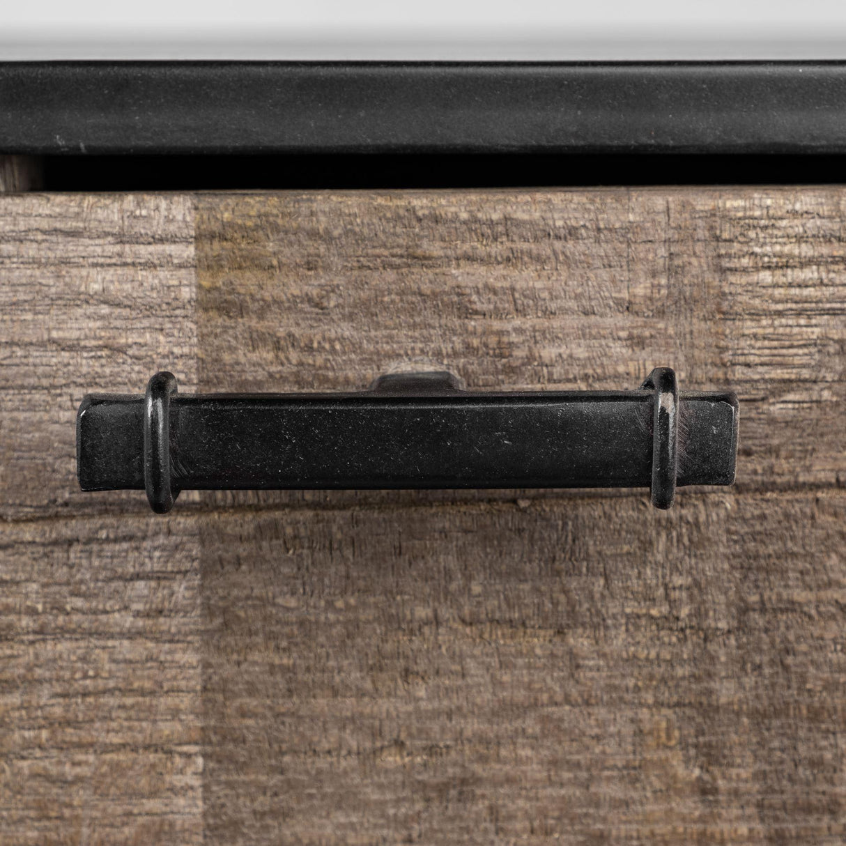 Mercana Alvin 82x20 Brown Solid Wood With Black Metal Frame 3 Drawer 2 Cabinet Door Sideboard