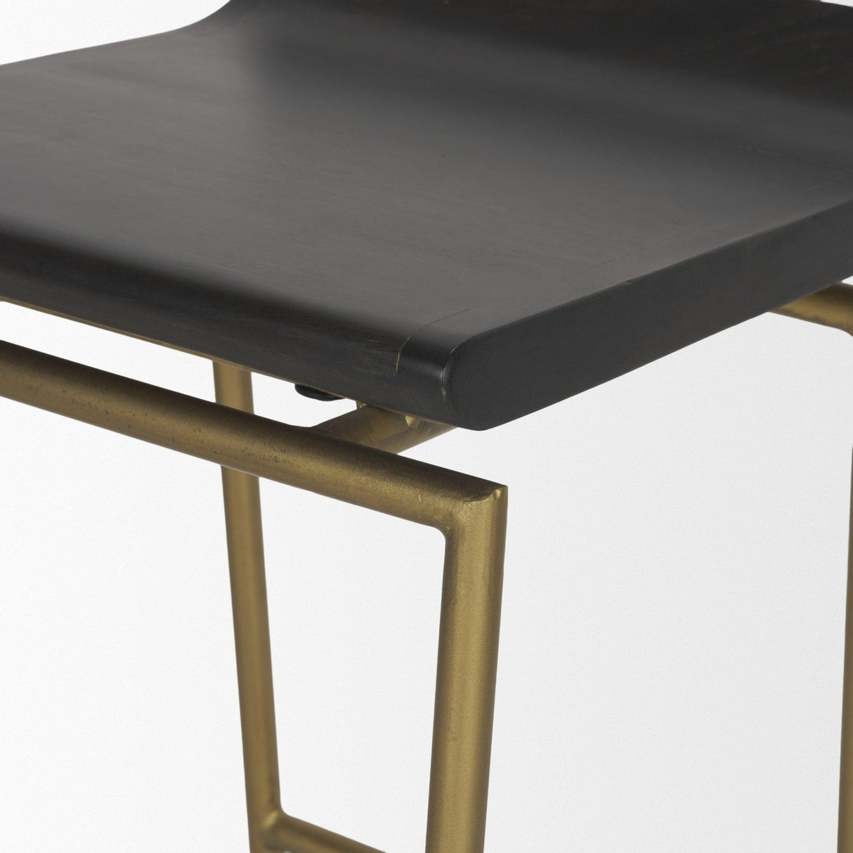 Mercana Givens 24.25"H Brown Wood Seat Gold Metal Frame Stool