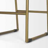 Mercana Givens 24.25"H Seat Height Brown Wood Seat Gold Metal Frame Stool