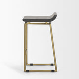 Mercana Givens 24.25"H Brown Wood Seat Gold Metal Frame Stool
