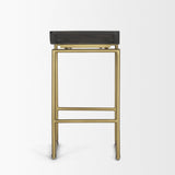 Mercana Givens 24.25"H Seat Height Brown Wood Seat Gold Metal Frame Stool
