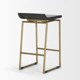 Mercana Givens 24.25"H Seat Height Brown Wood Seat Gold Metal Frame Stool