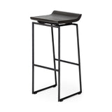 Mercana Givens 30.25" Seat Height Black Wood Seat Black Metal Base Stool