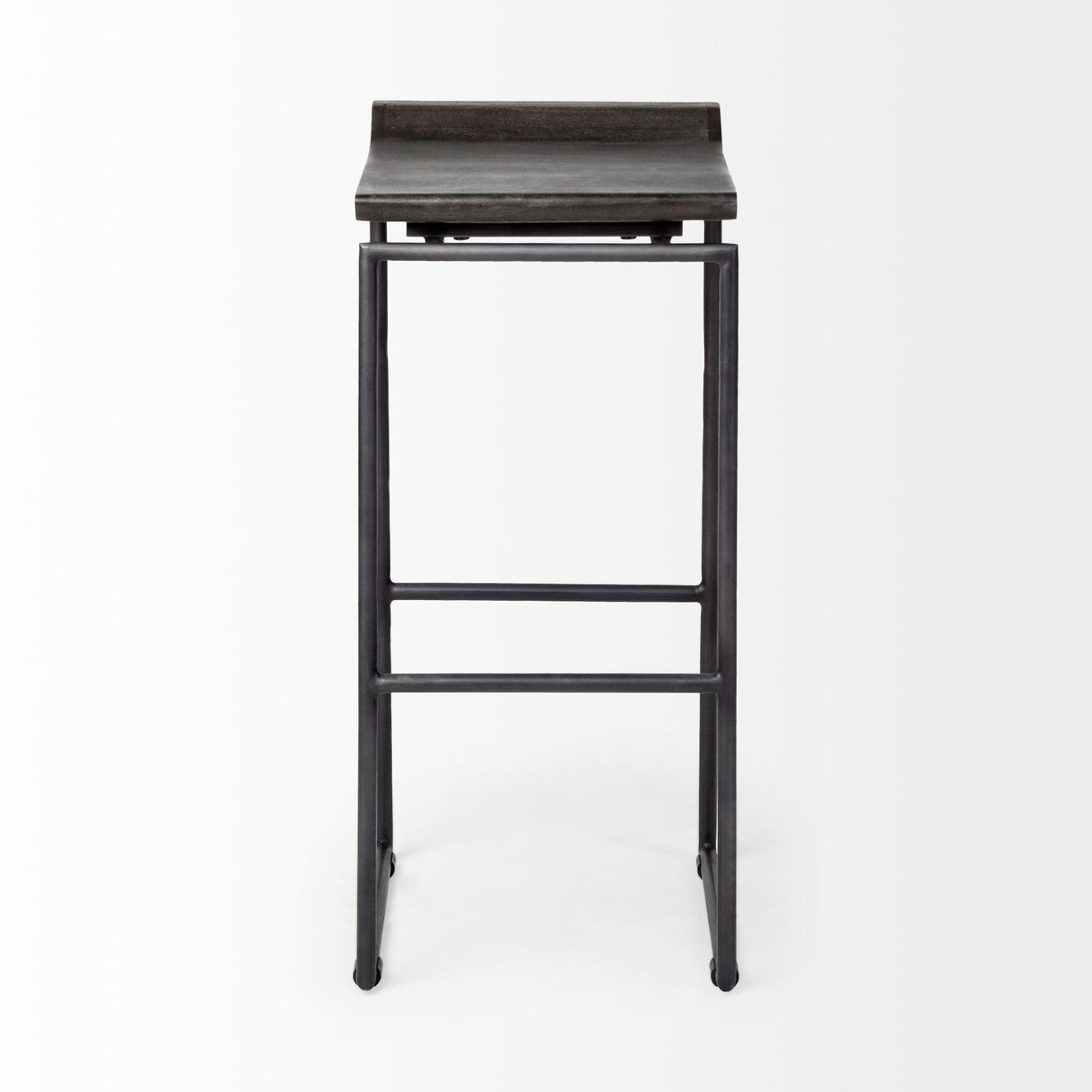 Mercana Givens 30.25" Seat Height Black Wood Seat Black Metal Base Stool